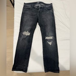 7 for All Mankind gray wash distressed jeans